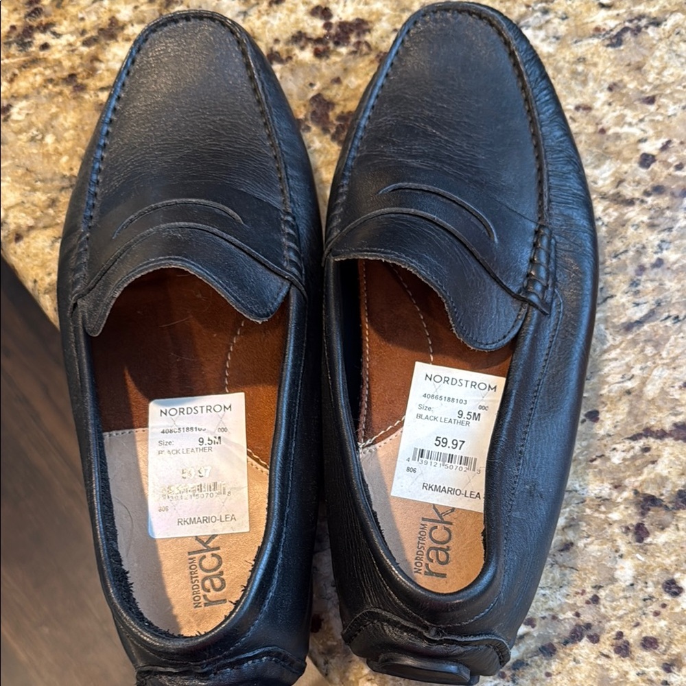 Nordstrom Black Leather Slip-On Loafers